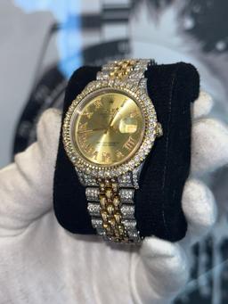 Custom 36mm Fully Diamond Rolex (12 cttw Diamond, G-H, SI1-SI2) comes with