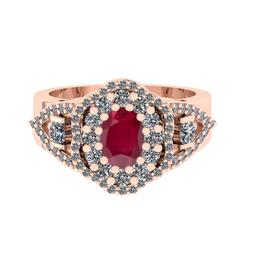 1.73 Ctw VS/SI1 Ruby and Diamond14K Rose Gold Engagement Ring