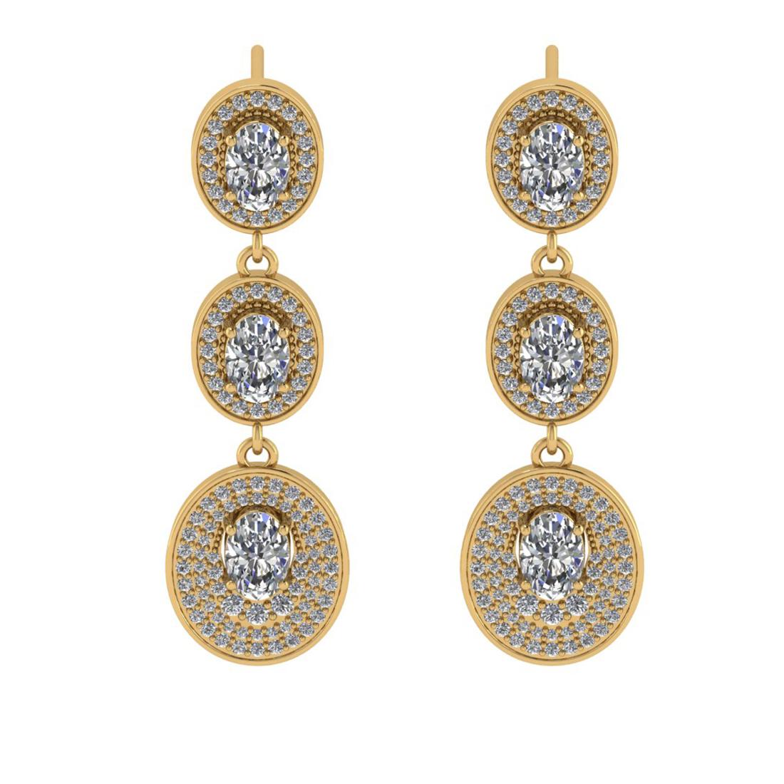 3.93 Ctw VS/SI1 Diamond 10K Yellow Gold Dangle Earrings (ALL DIAMOND ARE LA