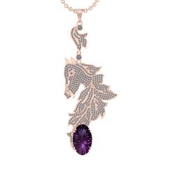 25.49 Ctw VS/SI1 Amethyst and Diamond Prong Set 14k Rose Gold Pendant (ALL