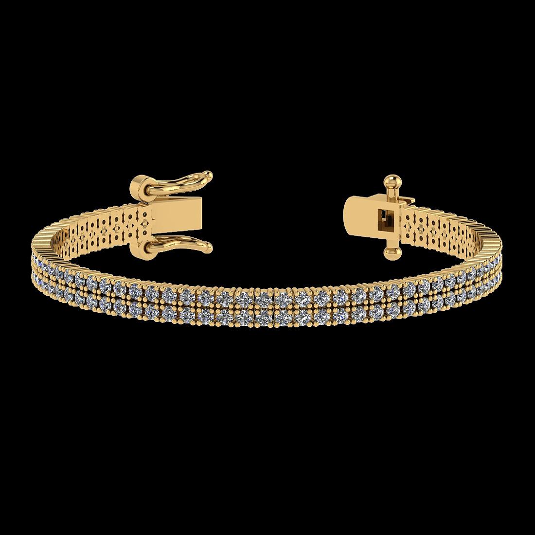 3.48 Ctw VS/SI1 Diamond 14K Yellow Gold 2 Row Bracelet (ALL DIAMOND ARE LAB