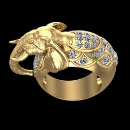 1.69 Ctw VS/SI1 Diamond Prong Set 10K Yellow Gold Creature theme Ring (ALL