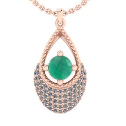 0.80 Ctw VS/SI1 Emerald and Diamond 14k Rose Gold Engagement Ring
