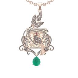 4.41 Ctw VS/SI1 Emerald and Diamond Prong Set 14K Rose Gold Pendant (ALL DI