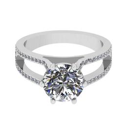 3.05 Ctw SI2/I1 Diamond Style Prong Set 18K White Gold Anniversary Ring