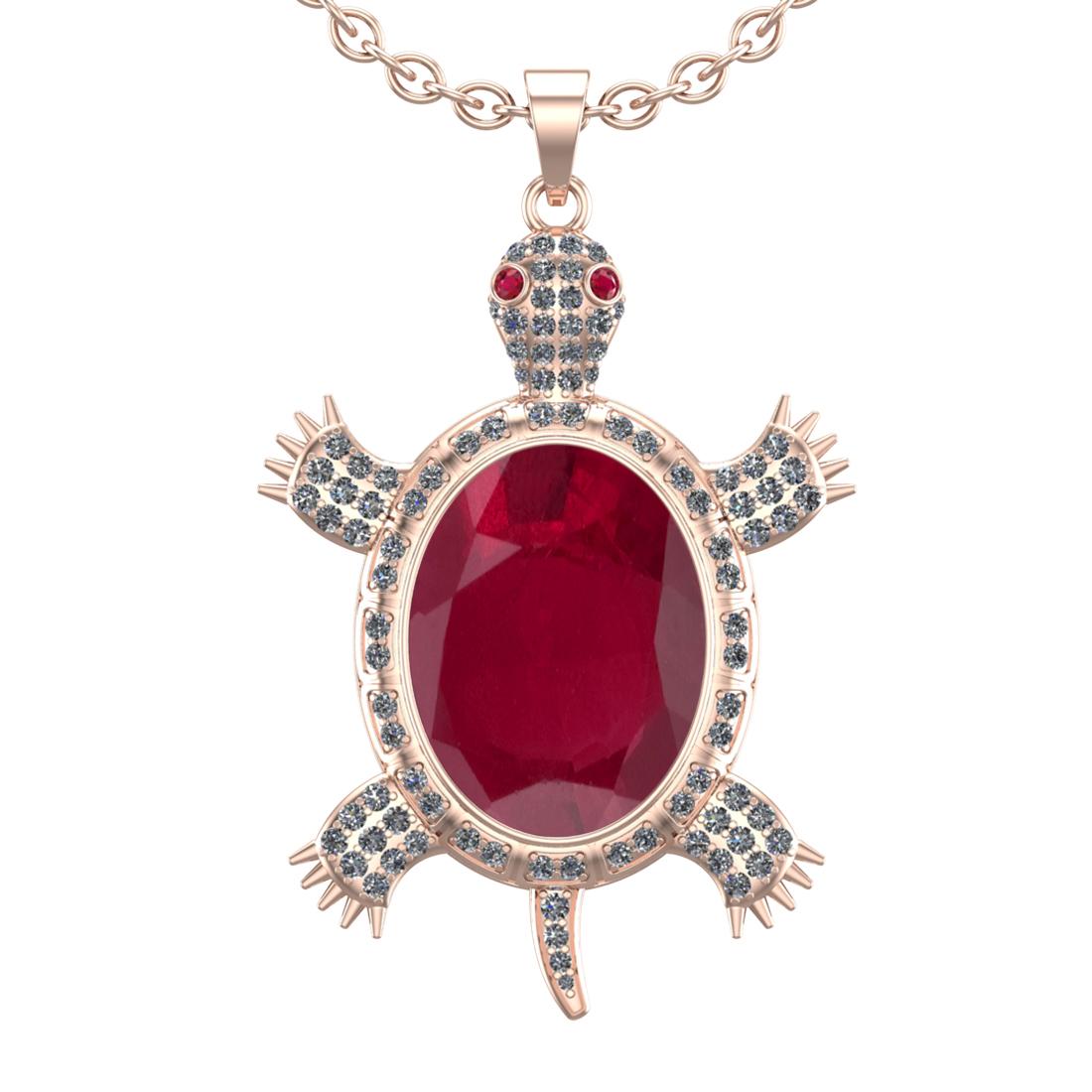 9.20 Ctw VS/SI1 Ruby and Diamond 14K Rose Gold Pendant (ALL DIAMOND ARE LAB