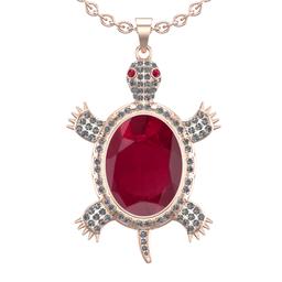 9.20 Ctw VS/SI1 Ruby and Diamond 14K Rose Gold Pendant (ALL DIAMOND ARE LAB