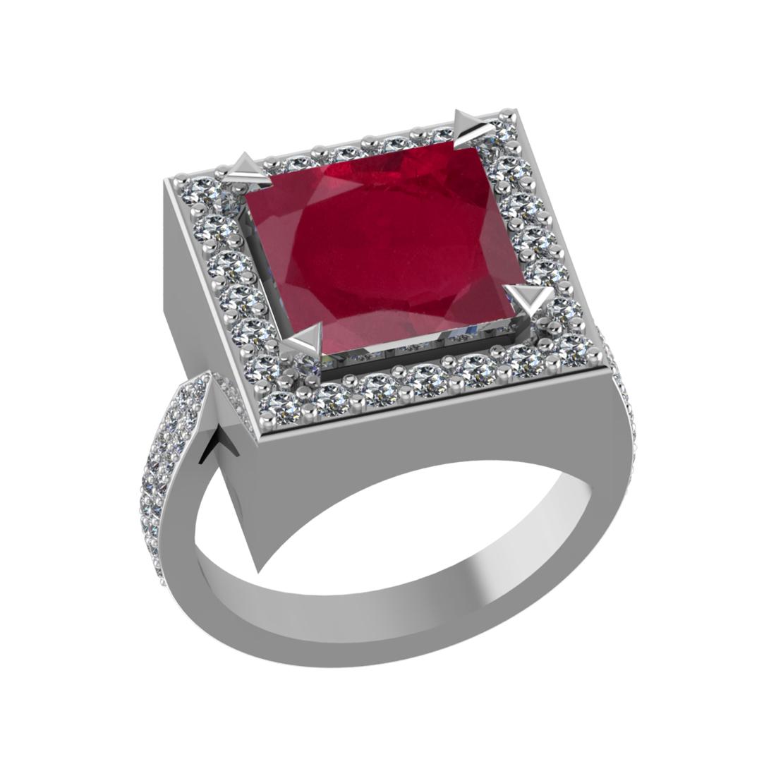 3.35 Ctw VS/SI1 Ruby and Diamond 14k white Gold Engagement Ring (ALL DIAMON