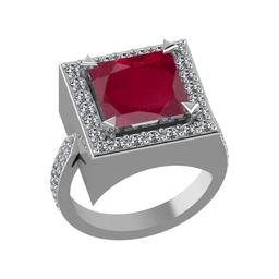 3.35 Ctw VS/SI1 Ruby and Diamond 14k white Gold Engagement Ring (ALL DIAMON