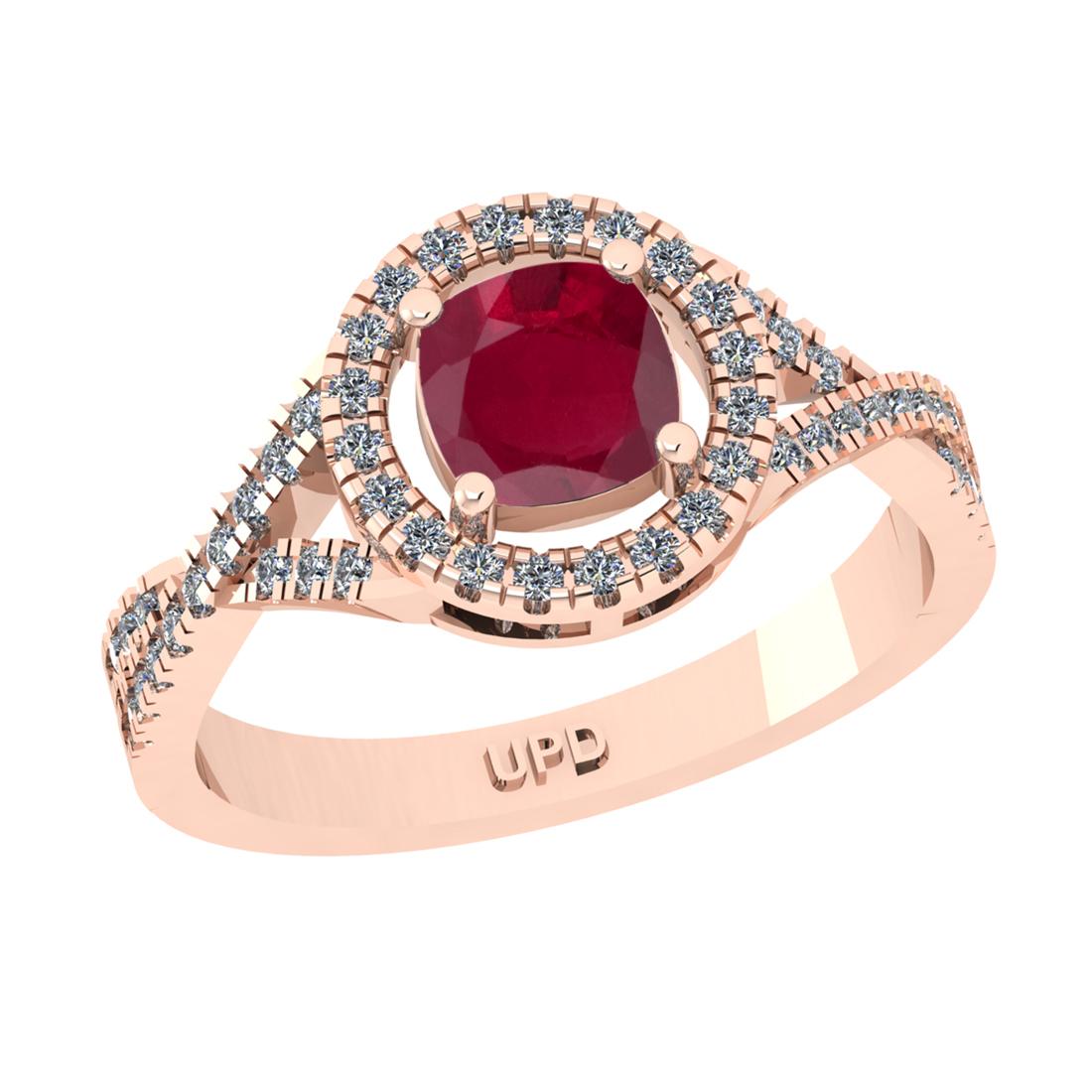 1.65 Ctw VS/SI1 Ruby and Diamond 14k Rose Gold Engagement Ring (ALL DIAMOND