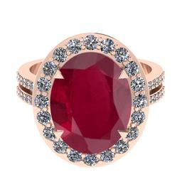 5.55 Ctw VS/SI1 Ruby And Diamond 14K Rose Gold Engagement Ring