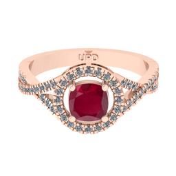 1.65 Ctw VS/SI1 Ruby and Diamond 14k Rose Gold Engagement Ring (ALL DIAMOND
