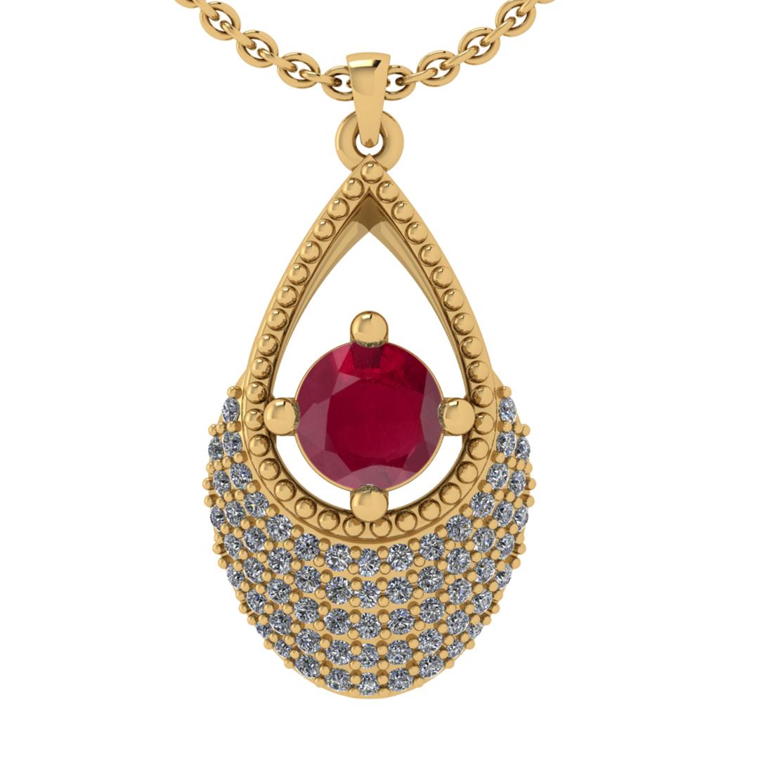 0.80 Ctw VS/SI1 Ruby and Diamond 14k Yellow Gold Engagement Ring