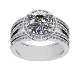 3.22 Ctw SI2/I1 Diamond Style Prong Set 18K White Gold Engagement Wedding R