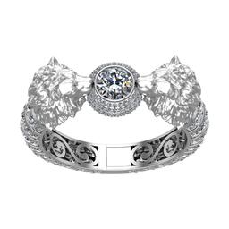 41.73 Ctw VS/SI1 Diamond 14k white Gold Creature Theme lion Bracelet Bangle
