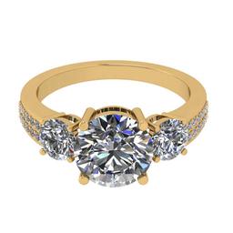 4.15 Ctw SI2/I1 Diamond Style Prong Set 18K Yellow Gold three stone Ring