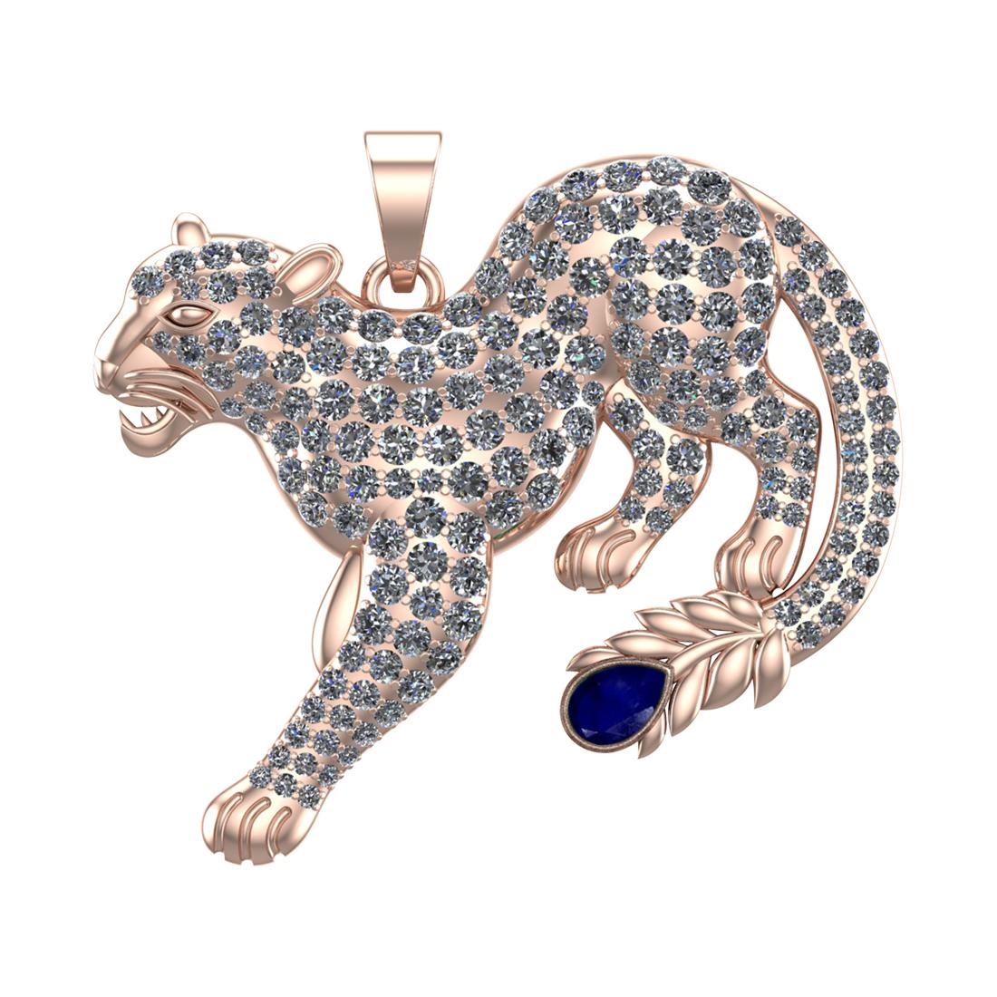 6.61 Ctw VS/SI1 Blue Sapphire and Diamond 14k Rose Gold creature theme pant