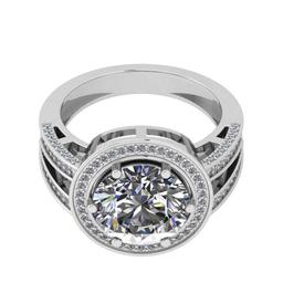 5.07 Ctw SI2/I1 Diamond Style Prong Set 18K White Gold Engagement Halo Ring