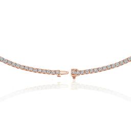 6.87 ctw 14k Rose Gold 17 inch Basket 4 Prong Tennis Necklace (LAB GROWN DI