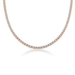 6.87 ctw 14k Rose Gold 17 inch Basket 4 Prong Tennis Necklace (LAB GROWN DI