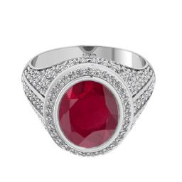 4.70 Ctw VS/SI1 Ruby and Diamond Prong Set 14K White Gold Engagement Ring (