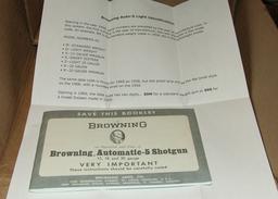 Browning Auto 5 Shotgun Manual & serial ID Sheet