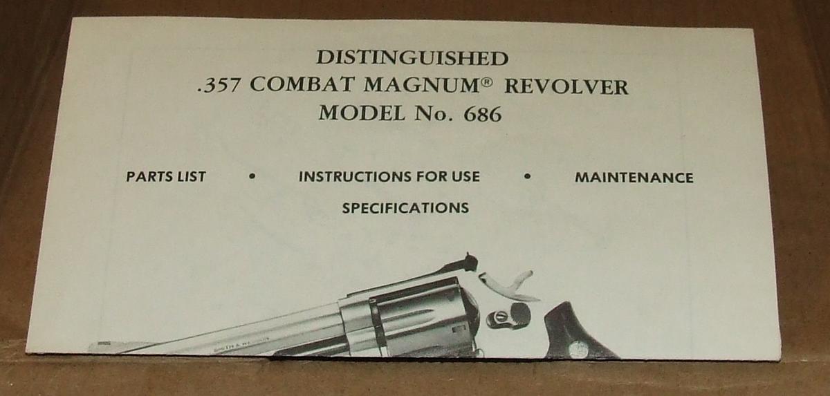 S&W .357 Model 686 Box Sheet