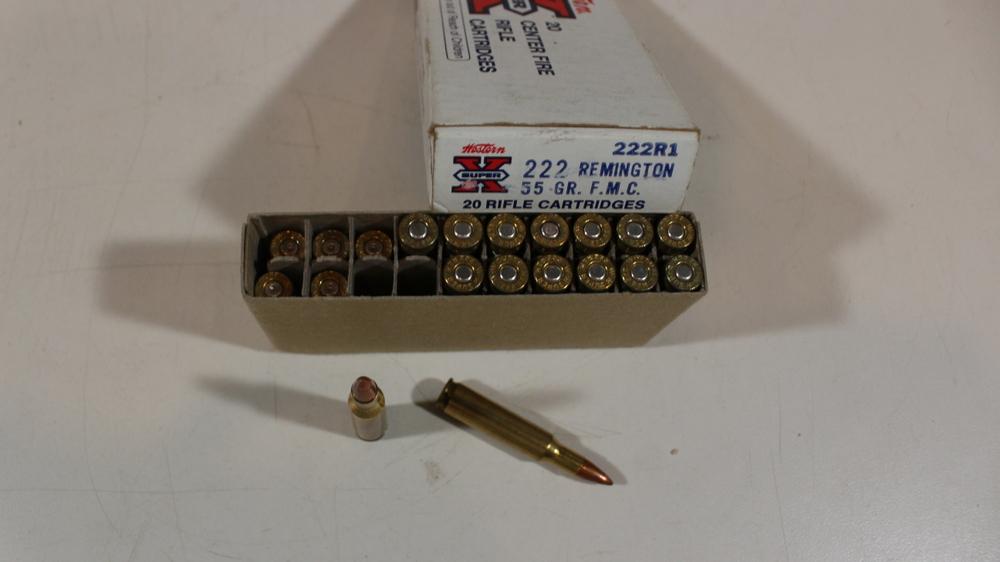 15rnd .222 Remington and empty brass