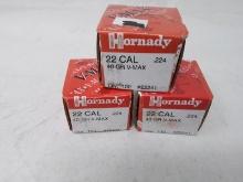 3-100 ct box Hornady V-Max 22 cal 40gr bullets