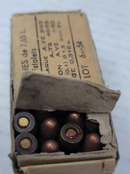 RARE box 30 rnds French 7.65 long pistol ammo