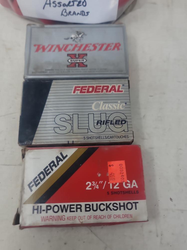 Assorted 12 Ga 3 Boxes 2¾" & 1 Bag Slugs 11 Rnds