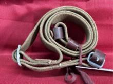 Dark Green Canvas & Leather Russian Mosin-Nagant Rifle Sling