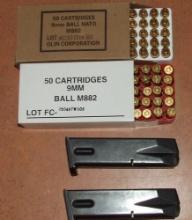 USGI 100 Rounds 9mm & 2 99 M9 Magazines