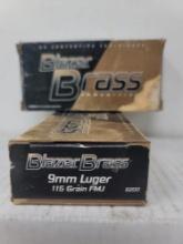 2-50 rnd box Blazer Brass 9mm Luger 115gr FMJ