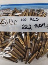 100 pcs 222 Rem brass