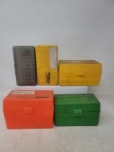 5 plastic ammo boxes