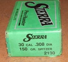 100 pcs Sierra .30 Caliber .308" Bullets