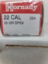 Box of 100 Hornady .224 50gr SX bullets