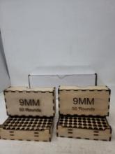 2 home made wooden ammo boxes (9mm Luger)