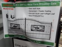 20' X 7' Bi-Parting Wrought Iron Gate - Deer Scene