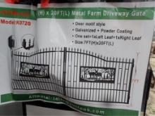 20' X 7' Bi-Parting Wrought Iron Gate - Deer Scene
