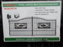 20' X 7' Bi-Parting Wrought Iron Gate - Deer Scene