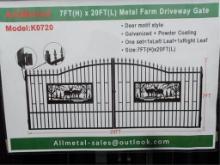 20' X 7' Bi-Parting Wrought Iron Gate - Deer Scene