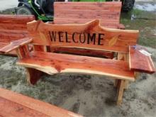 Ceder 5' "Welcome" Bench with Tobacco Leaves