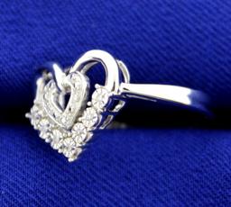 Diamond Heart Ring In Sterling Silver