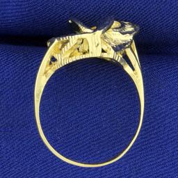 Unique Diamond Cut Designer Gold Ring In 14k Yellow Gold