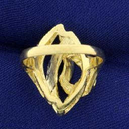 Unique Diamond Cut Designer Gold Ring In 14k Yellow Gold