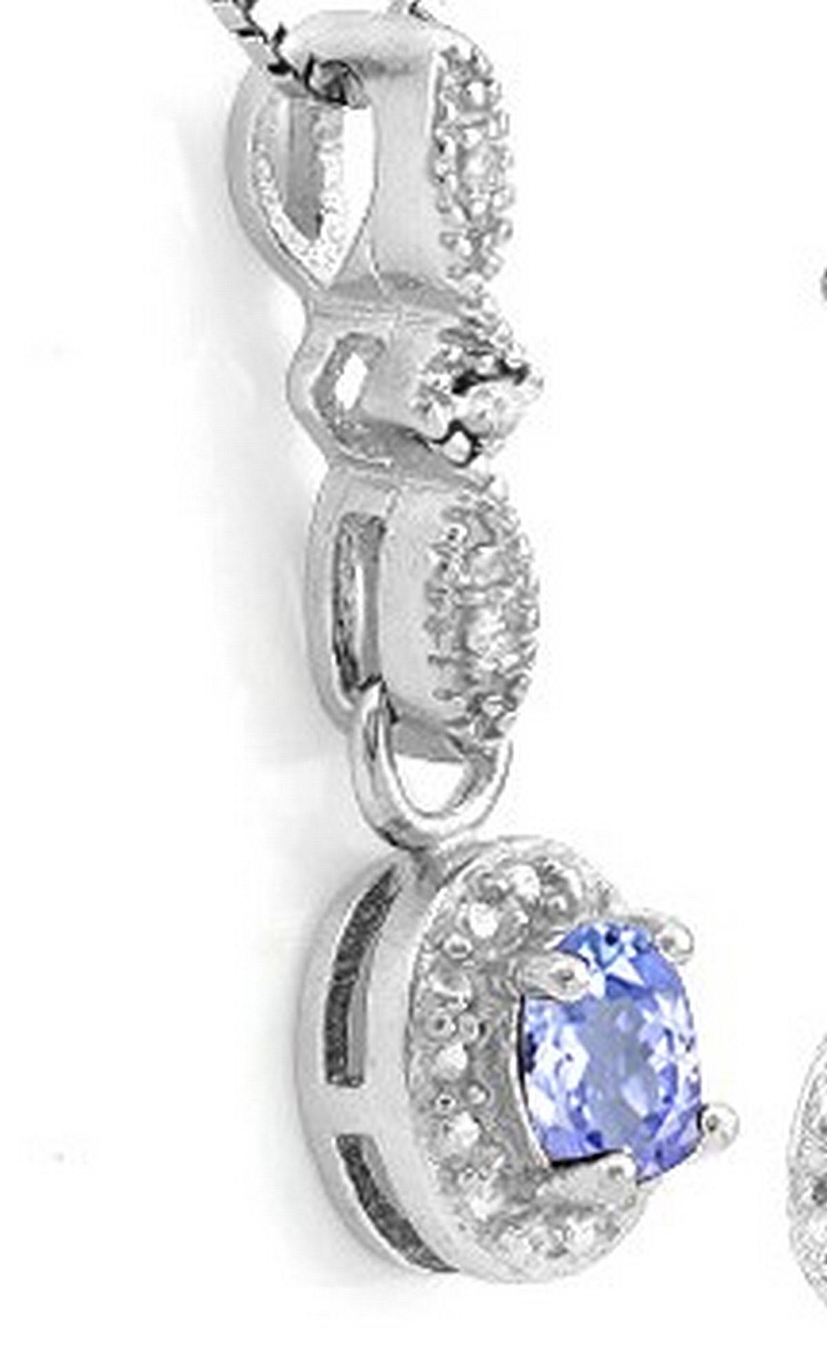 Tanzanite And Diamond Dangle Necklace In Sterling Silver