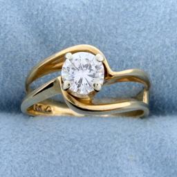 Diamond Solitaire .80 Ct Engagement Ring In 14k Yellow Gold