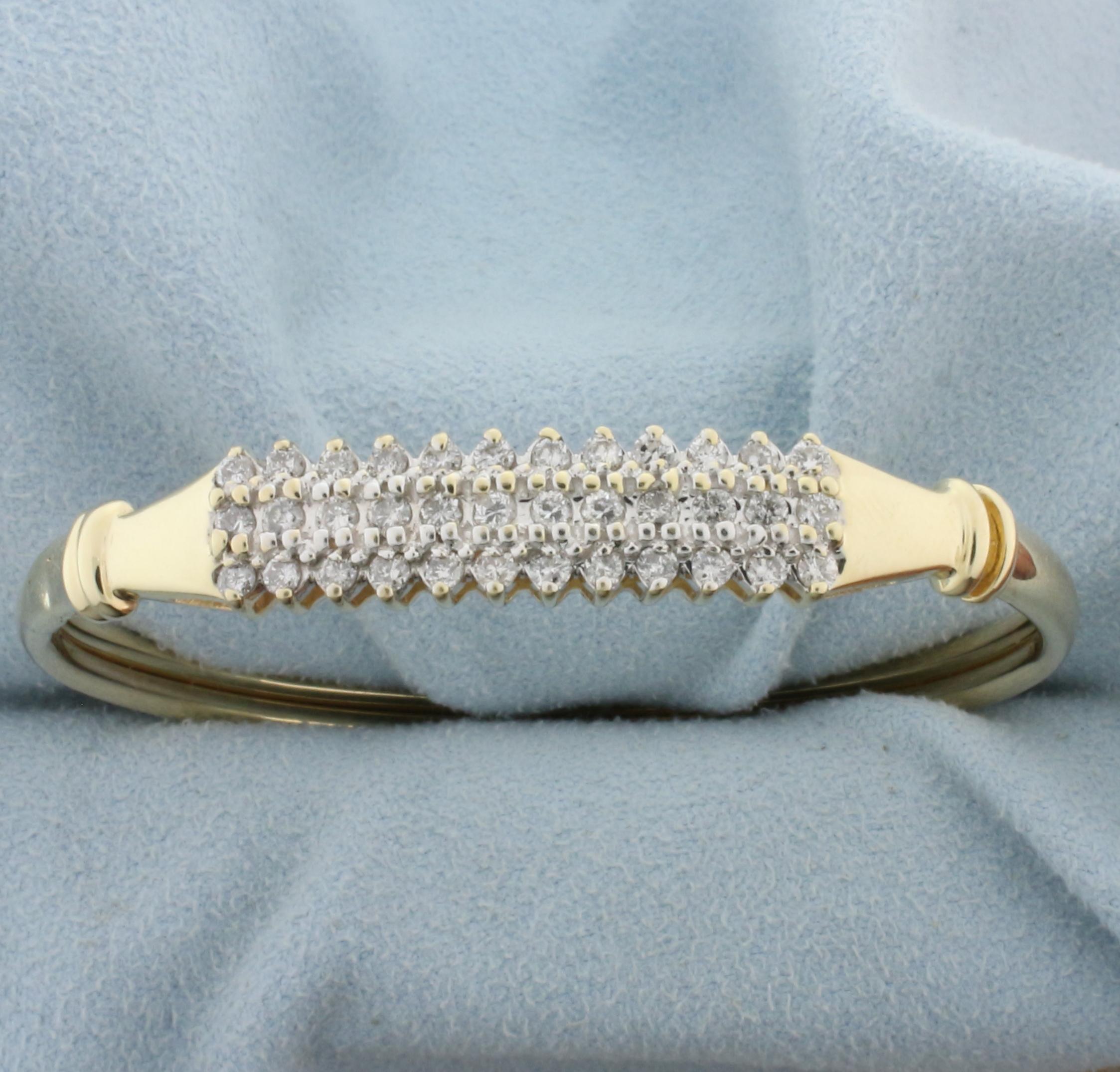 1ct Tw Diamond Bangle Bracelet For Small Wrist Or Child In 14k Yellow Gold